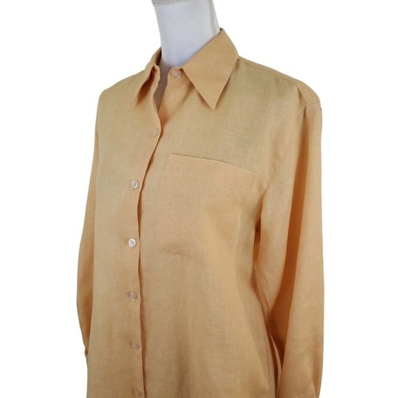 Liz Claiborne ~Woman Size S~ Yellow 100% Linen Shirt Blouse Boho/Beach Tunic. - Picture 7 of 16